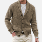 Rémi | Gilet en Maille Côtelée Col Châle à Poches Homme - Kaki