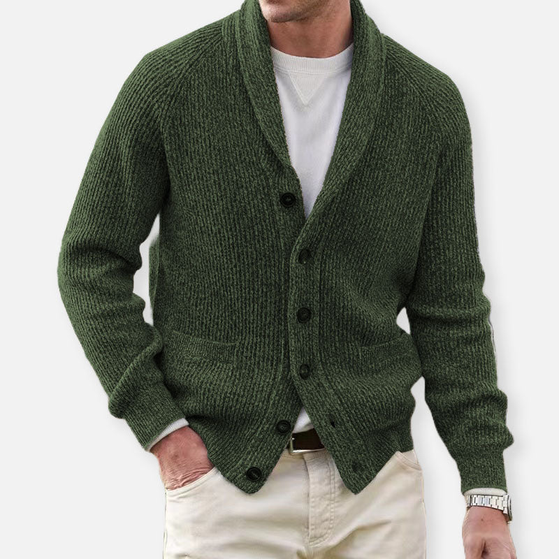 Rémi | Gilet en Maille Côtelée Col Châle à Poches Homme - vue 8