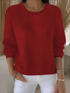 Roseline | Pull Femme Col Rond en Maille Douce Coupe Décontractée - Rouge