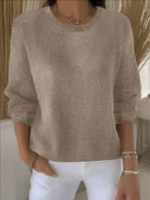 Roseline | Pull Femme Col Rond en Maille Douce Coupe Décontractée - Taupe