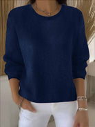 Roseline | Pull Femme Col Rond en Maille Douce Coupe Décontractée - Bleu marine