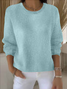 Roseline | Pull Femme Col Rond en Maille Douce Coupe Décontractée - Vert d'eau