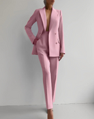 Sabine | Tailleur Pantalon Femme Blazer Croisé et Pantalon Droit - Rose