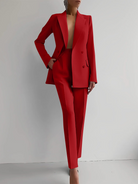 Sabine | Tailleur Pantalon Femme Blazer Croisé et Pantalon Droit - Rouge