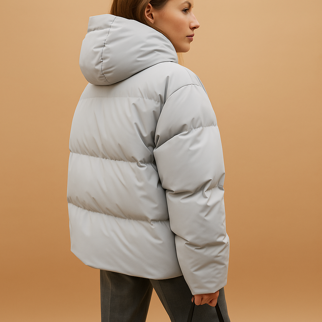 Salomé | Doudoune Oversize Femme Déperlante à Capuche et Col Montant - vue 3