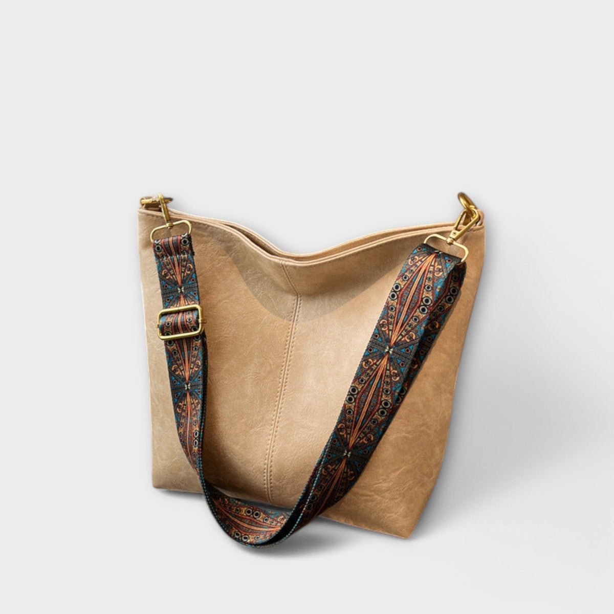 Ségolène | Sac Besace Femme Style Rétro à Bandoulière Graphique - Beige