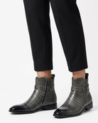 Séraphin | Bottines Homme Effet Croco à Zip et Bride à Boucle - vue 5