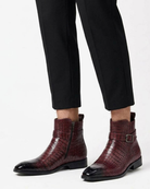 Séraphin | Bottines Homme Effet Croco à Zip et Bride à Boucle - vue 8
