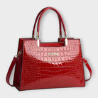 Séverine | Sac à Main Femme Effet Croco Verni à Double Anse - Rouge