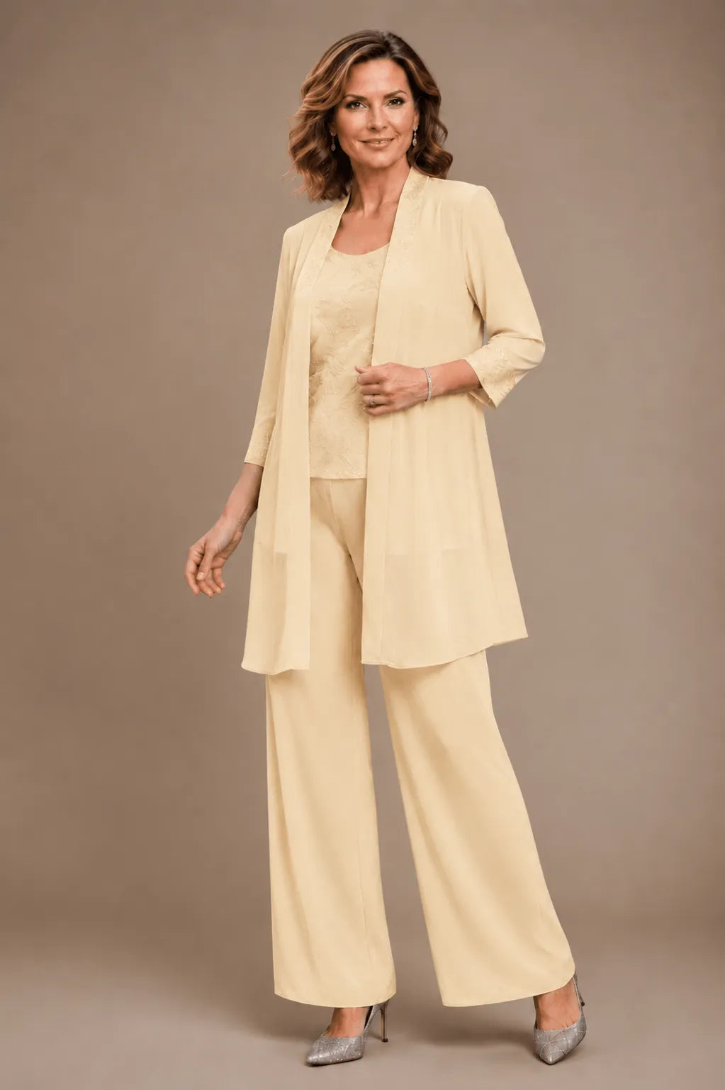 Ines Paris | Ensemble 3 pièces femme brodé de cérémonie, grande taille
