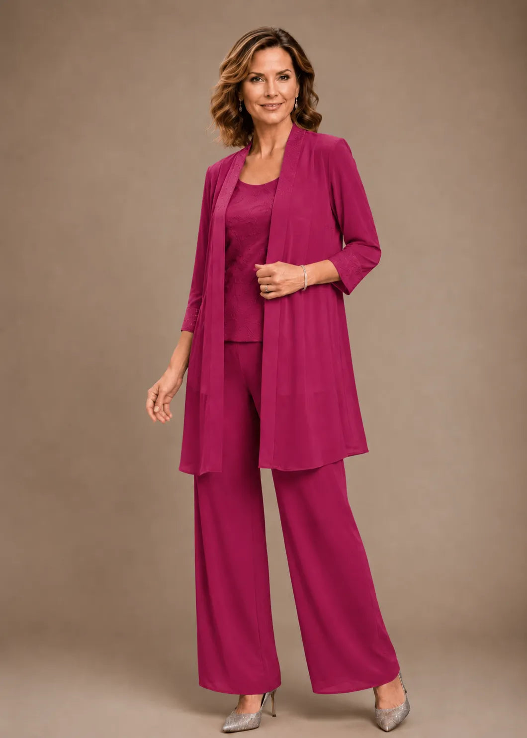 Ines Paris | Ensemble 3 pièces femme brodé de cérémonie, grande taille