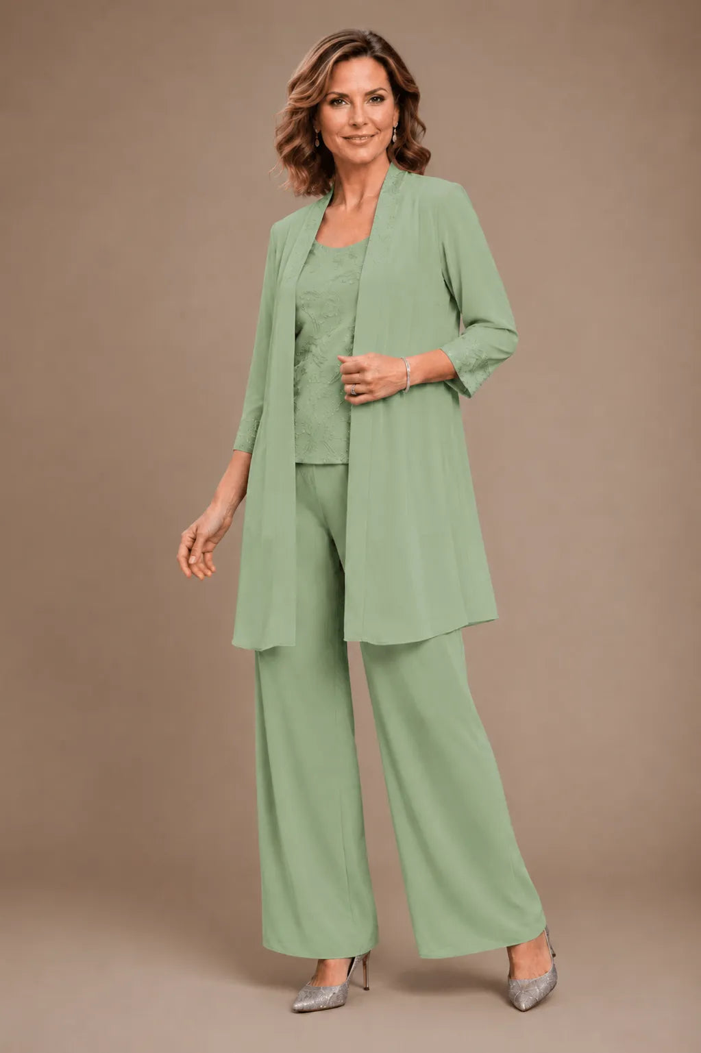 Ines Paris | Ensemble 3 pièces femme brodé de cérémonie, grande taille