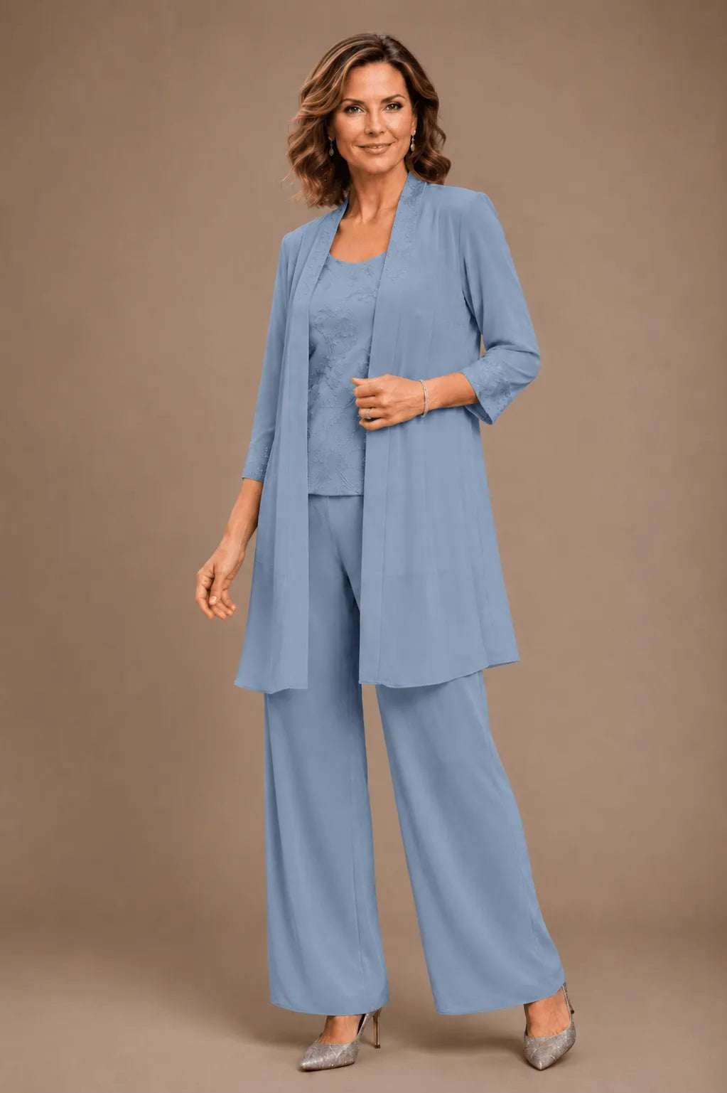 Ines Paris | Ensemble 3 pièces femme brodé de cérémonie, grande taille