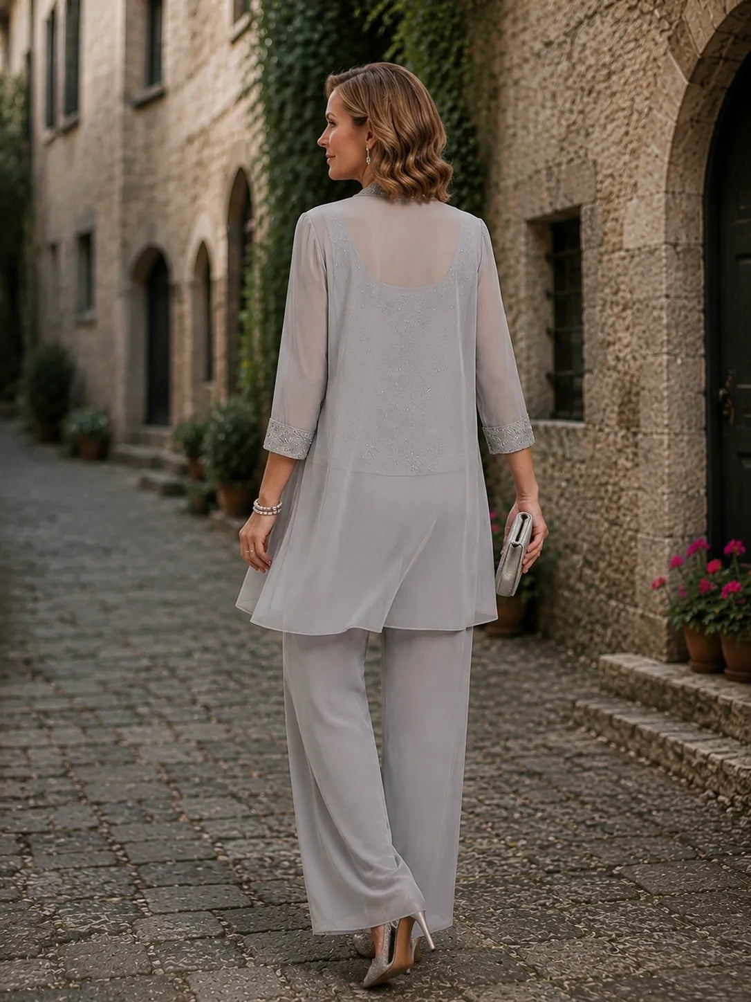 Ines Paris | Ensemble 3 pièces femme brodé de cérémonie, grande taille