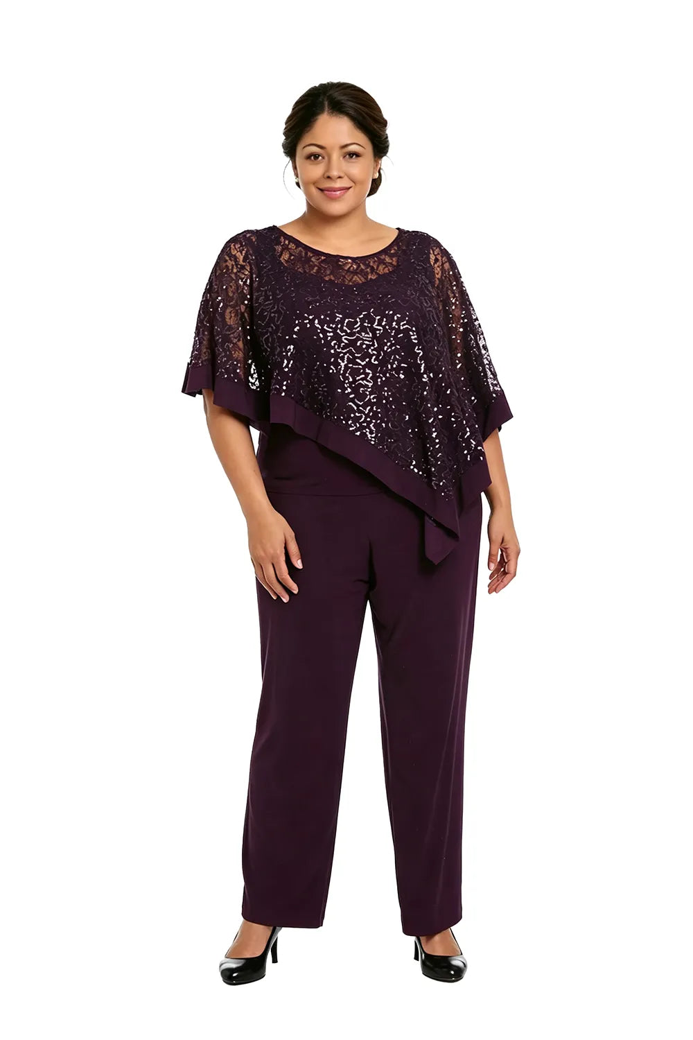 Ines Paris | Ensemble cape à paillettes et pantalon femme cérémonie, grande taille