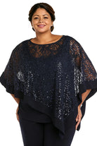 Ines Paris | Ensemble cape à paillettes et pantalon femme cérémonie, grande taille