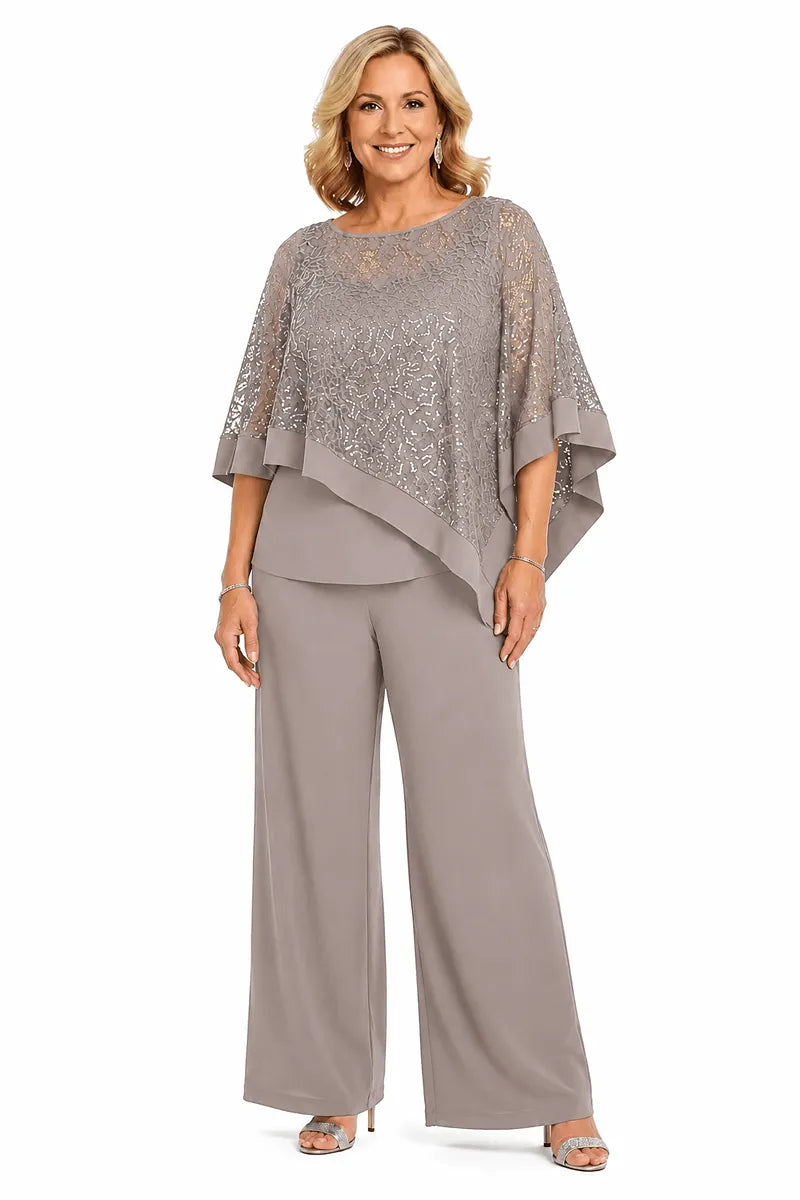 Ines Paris | Ensemble cape à paillettes et pantalon femme cérémonie, grande taille