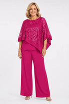 Ines Paris | Ensemble cape à paillettes et pantalon femme cérémonie, grande taille