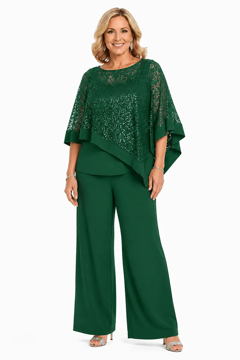 Ines Paris | Ensemble cape à paillettes et pantalon femme cérémonie, grande taille