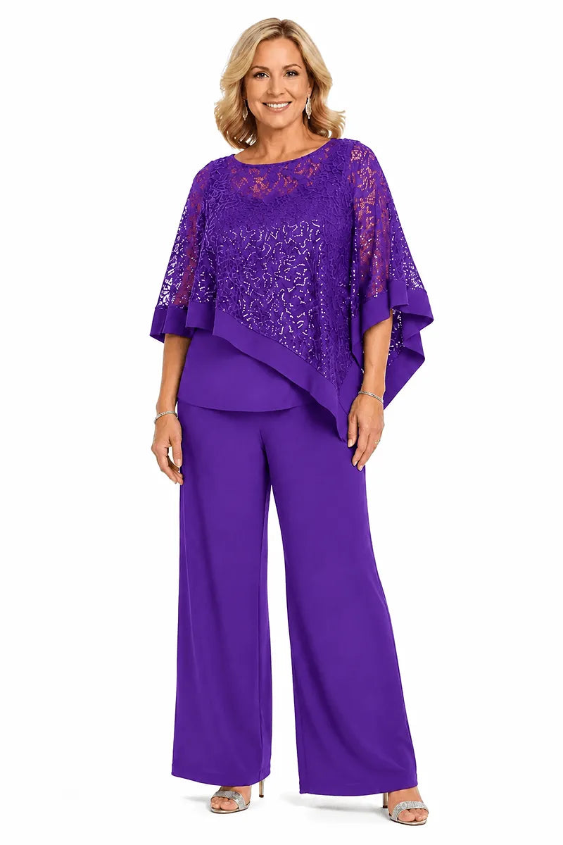 Ines Paris | Ensemble cape à paillettes et pantalon femme cérémonie, grande taille