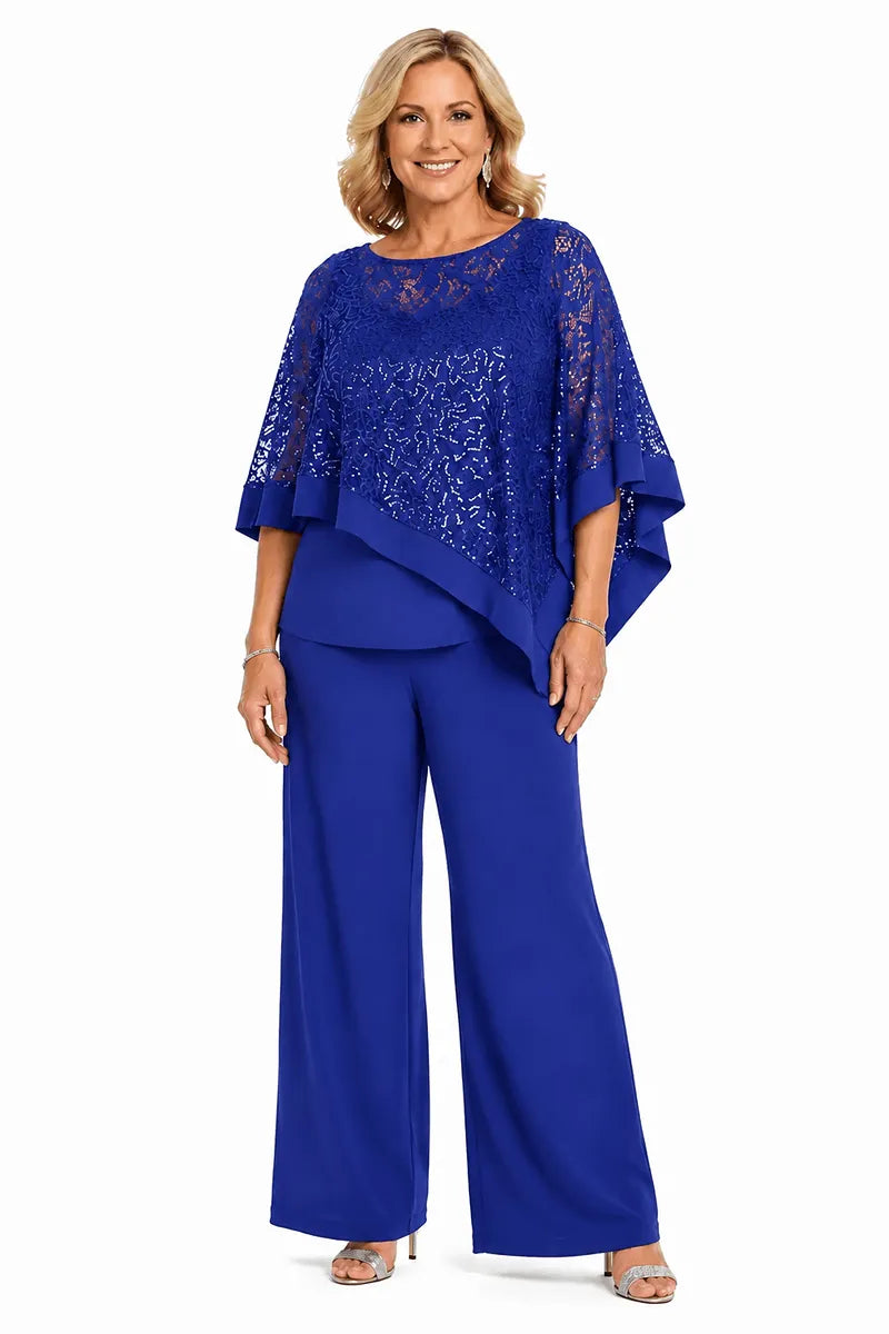 Ines Paris | Ensemble cape à paillettes et pantalon femme cérémonie, grande taille