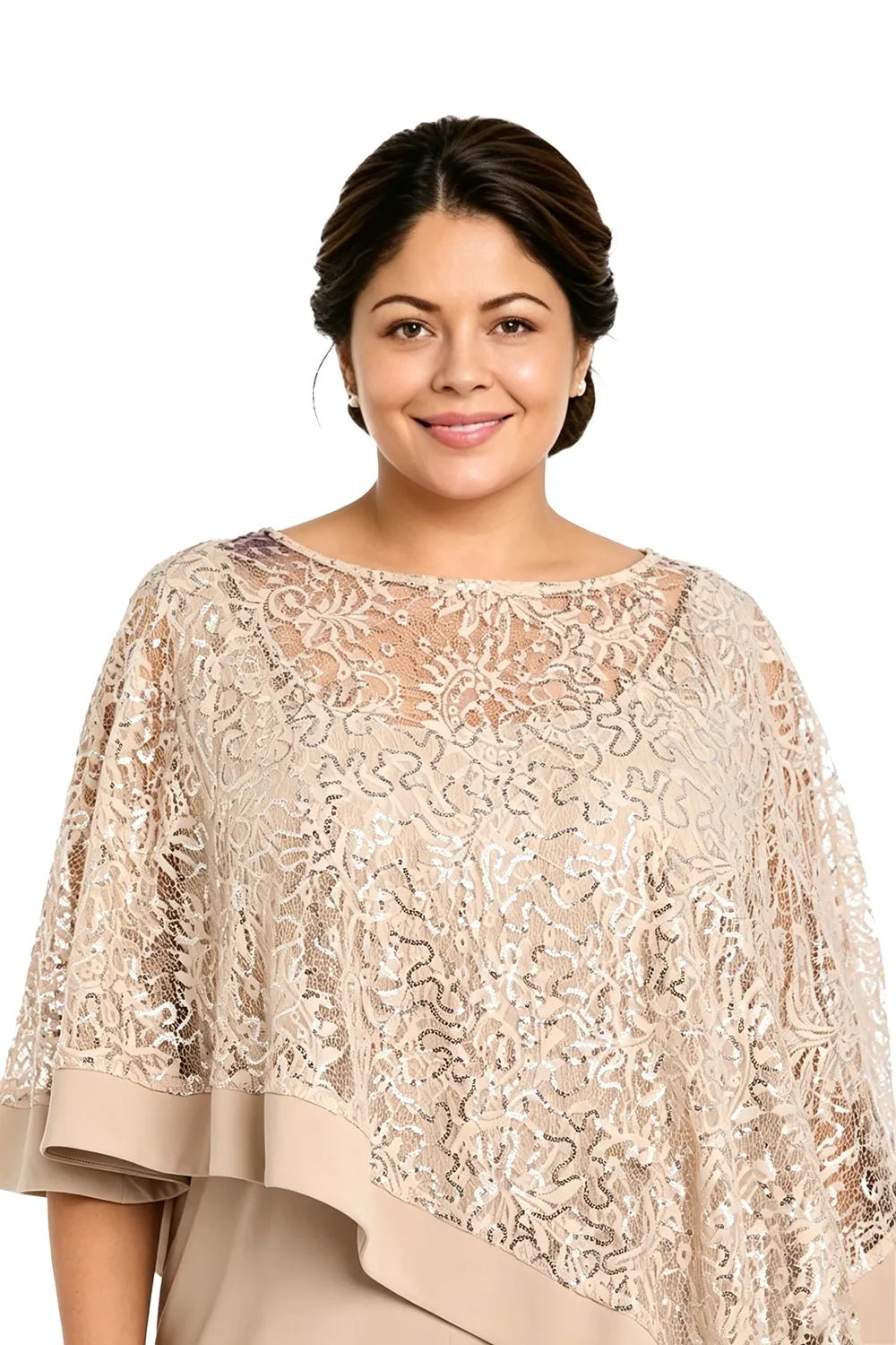 Ines Paris | Ensemble cape à paillettes et pantalon femme cérémonie, grande taille