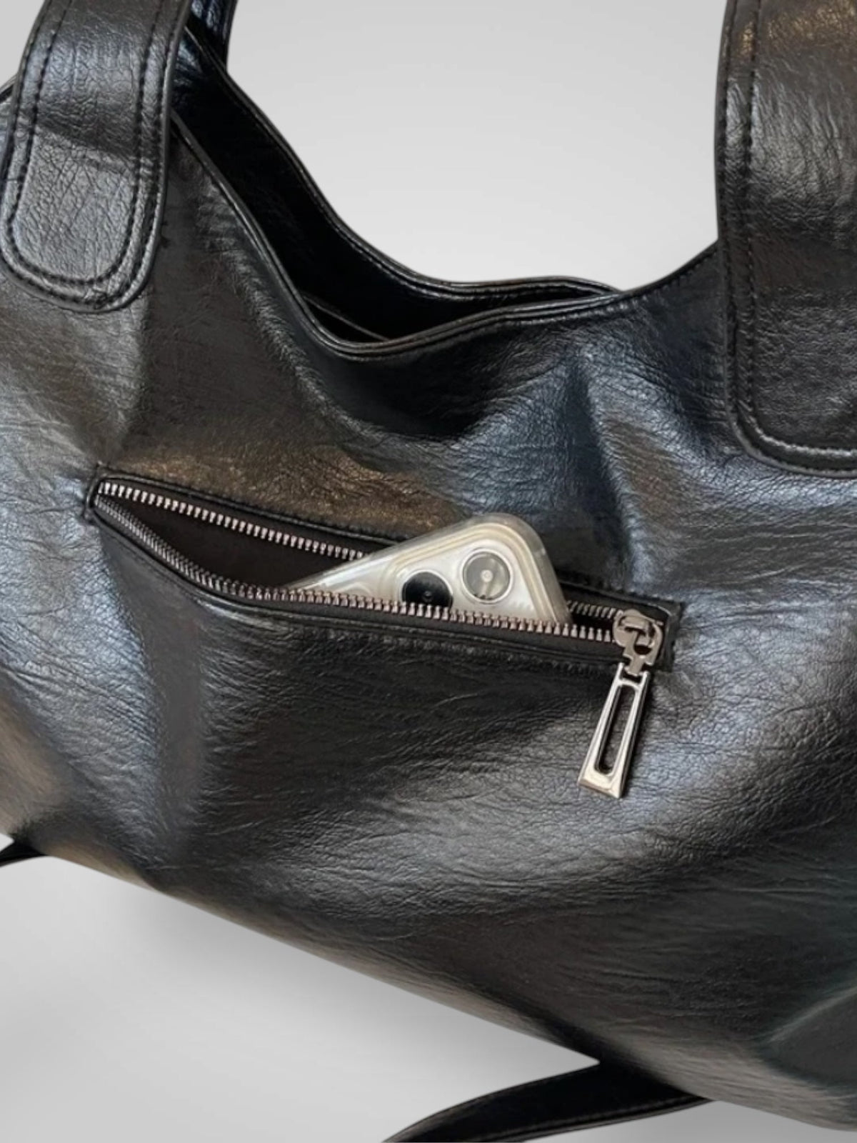 Sidonie | Grand Sac Cabas Femme Effet Cuir à Poches Zippées - vue 2