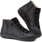 Sophie | Bottines Femme Confort à Lacets Croisés et Zip Latéral - Noir