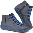 Sophie | Bottines Femme Confort à Lacets Croisés et Zip Latéral - Bleu