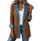 Veste en jean femme coupe ample manches en maille