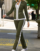 Ensemble femme veste et pantalon liseré contrasté