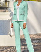 Ensemble femme veste et pantalon liseré contrasté
