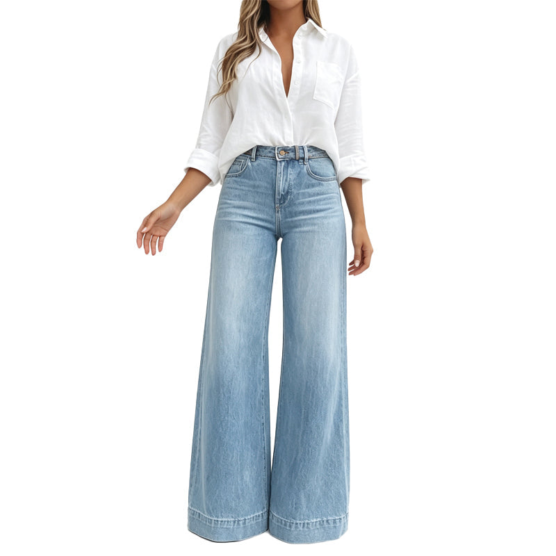 Ines Paris | Jean large femme taille haute effet vintage