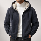 Théodore | Blouson Homme à Capuche Doublé Sherpa Aspect Suédine - Bleu marine