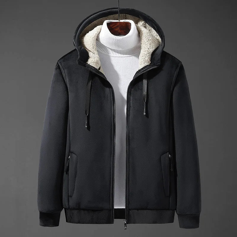 Théodore | Blouson Homme à Capuche Doublé Sherpa Aspect Suédine - vue 3