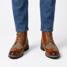 Tristan | Bottines Richelieu Homme à Lacets et Bout Golf, Effet Cuir - Cognac
