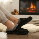 Valentin | Chaussons Mules Homme Fourrés à Surpiqûres, Aspect Suédine - vue 2