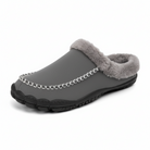 Valentin | Chaussons Mules Homme Fourrés à Surpiqûres, Aspect Suédine - Gris clair