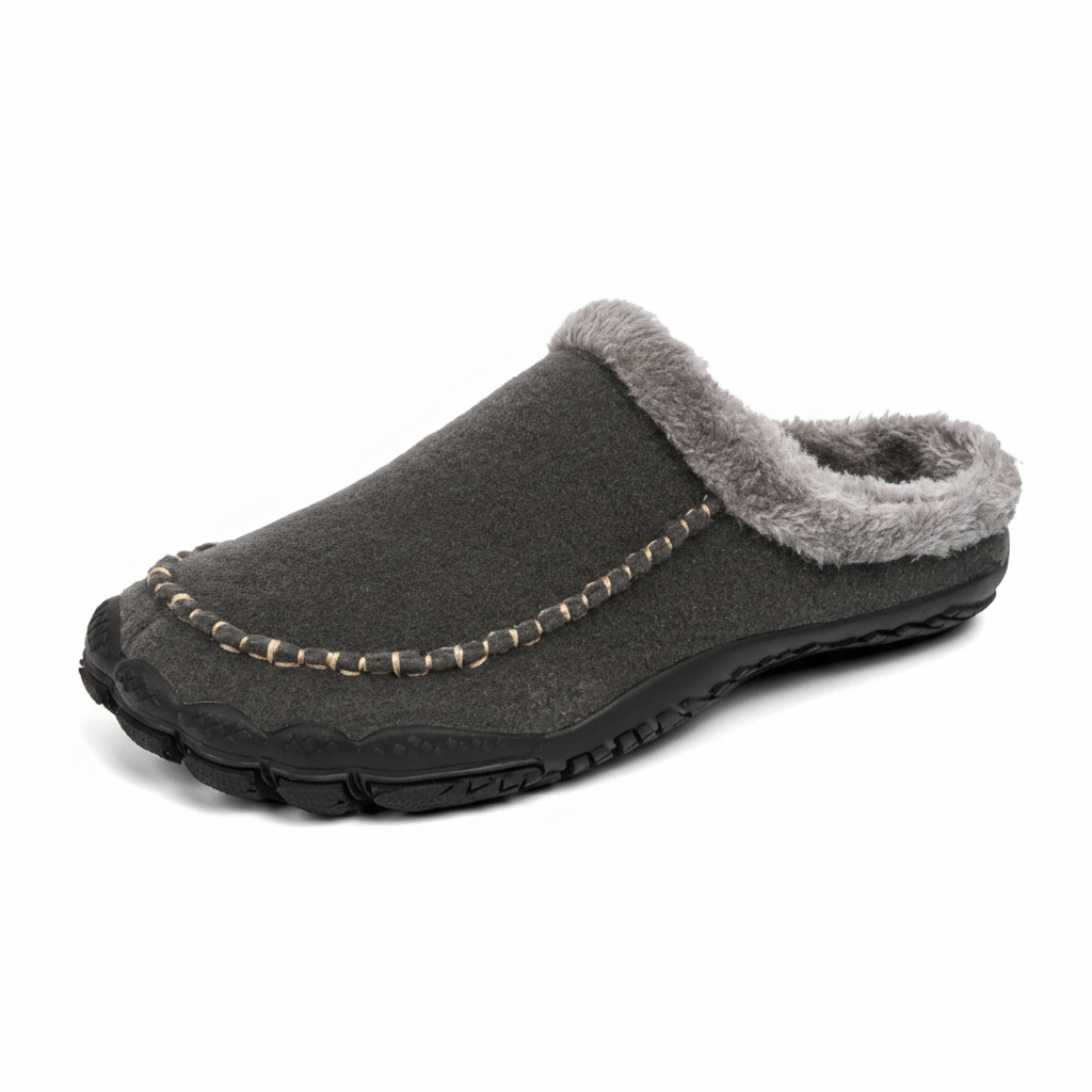 Valentin | Chaussons Mules Homme Fourrés à Surpiqûres, Aspect Suédine - vue 7