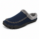 Valentin | Chaussons Mules Homme Fourrés à Surpiqûres, Aspect Suédine - Bleu marine