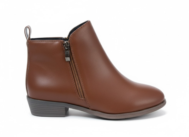Valérie | Bottines Femme Effet Cuir à Talon Carré et Zip Latéral - vue 2