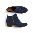Valérie | Bottines Femme Effet Cuir à Talon Carré et Zip Latéral - Bleu