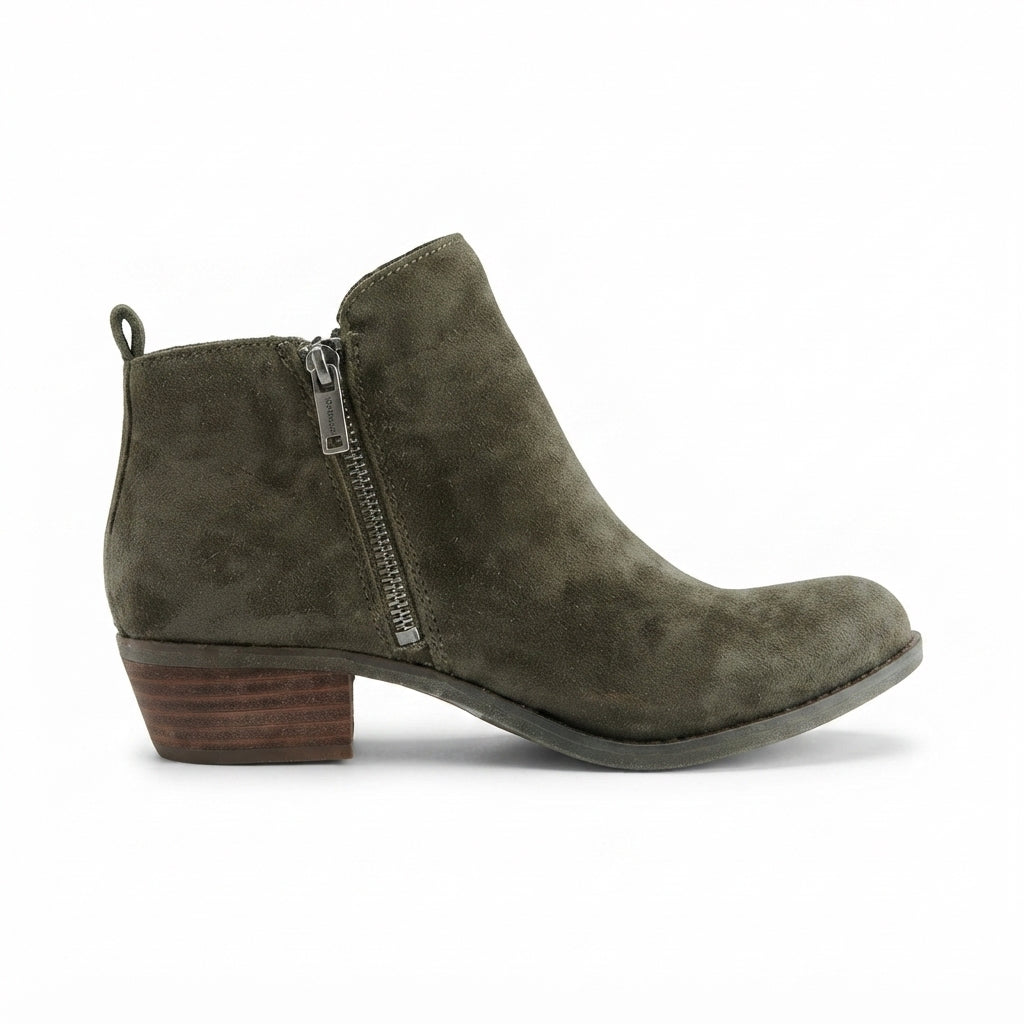 Valérie | Bottines Femme Effet Cuir à Talon Carré et Zip Latéral - Vert