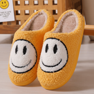 Véronique | Chaussons Femme Doublure Sherpa à Visage Souriant Brodé et Semelle Épaisse - Moutarde