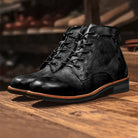 Vincent | Bottines à Lacets Homme Effet Cuir avec Patte à Boucle - Noir
