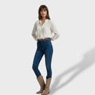 Ines Paris | Bottes Cowboy Femme Brodées Effet Daim Talon Bas