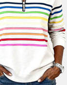 Ines Paris | Sweat-Shirt Femme Rayé Demi-Zip Coupe Ample