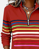 Ines Paris | Sweat-Shirt Femme Rayé Demi-Zip Coupe Ample