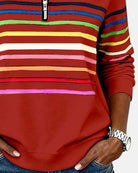 Ines Paris | Sweat-Shirt Femme Rayé Demi-Zip Coupe Ample