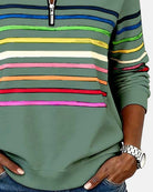 Ines Paris | Sweat-Shirt Femme Rayé Demi-Zip Coupe Ample